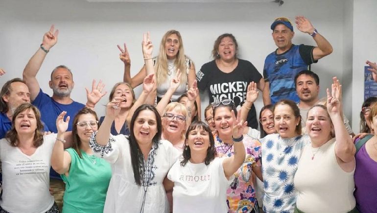 El festejo de ATEN tras las elecciones en el Conseo Provincial de Educación.