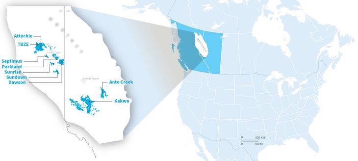 Las operaciones de Arc Resources en la formación Montney. (Imagen: Arc Resources) Las operaciones de Arc Resources en la formación Montney. (Imagen: Arc Resources)