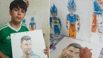 giovanni vende dibujos de messi y es furor en el norte neuquino