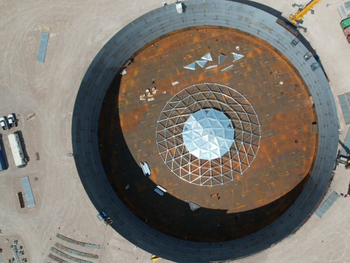 la construcción de los tanques en Punta Colorada, un nodo clave del VMOS. (Foto: Gobierno de Río Negro) &nbsp;