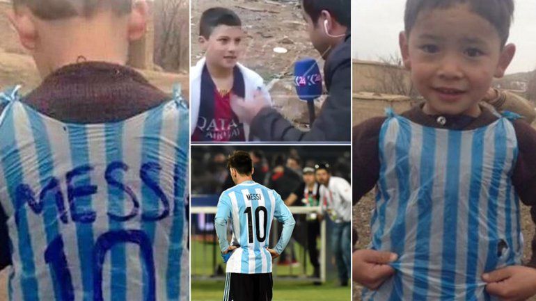 Polémica por un nene que se hizo una camiseta de Messi con una bolsa
