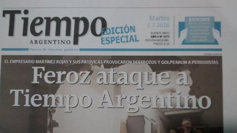 Luego del ataque, salió una edición especial de Tiempo Argentino