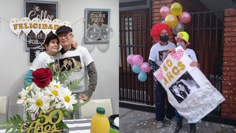 Bodas de Oro en pandemia: el matrimonio que emocionó a Centenario con un vals en la vereda
