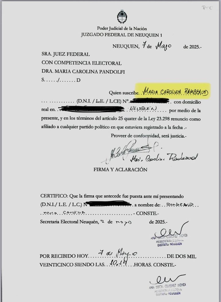 Carolina Rambeaud supo ser una de las referentes del PRO en Neuquén y renunció en mayo, así como David Schlereth y Francisco Sánchez. Carolina Rambeaud supo ser una de las referentes del PRO en Neuquén y renunció en mayo, así como David Schlereth y Francisco Sánchez.