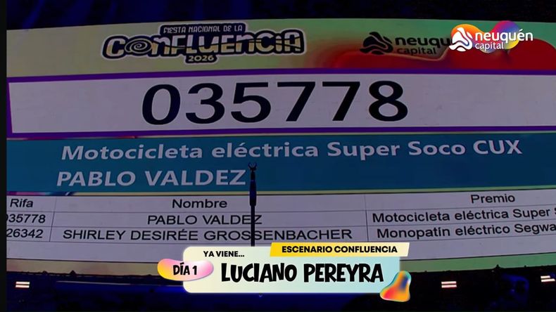 Ya se sortearon los primeros premios de la Fiesta de la Confluencia 2026. | LM Neuquen Ya se sortearon los primeros premios de la Fiesta de la Confluencia 2026.