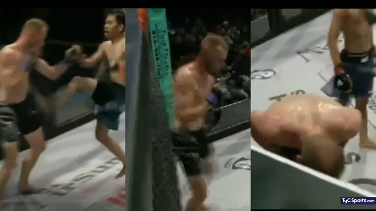 Nocaut insólito: vomita tras brutal patada y lo descalifican