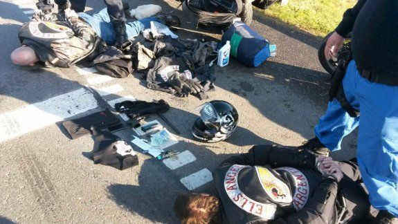 Motoqueros de Hells Angels, del grupo de Dani la Muerte, el día del enfrentamiento.&nbsp; &nbsp; &nbsp; 