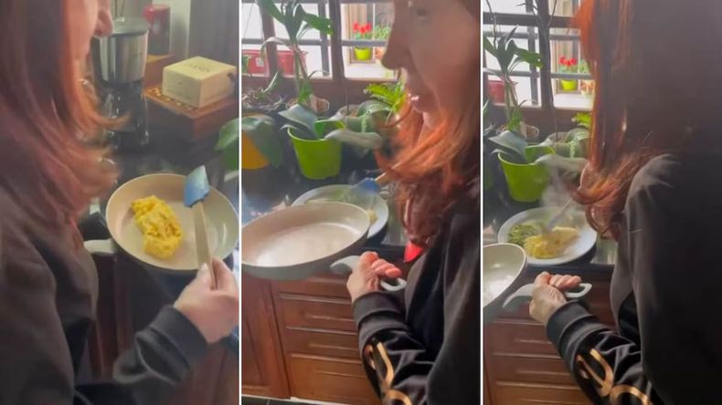 El primer video de Cristina Kirchner desde la prisión domiciliaria: cocinando y hablando de Javier Milei