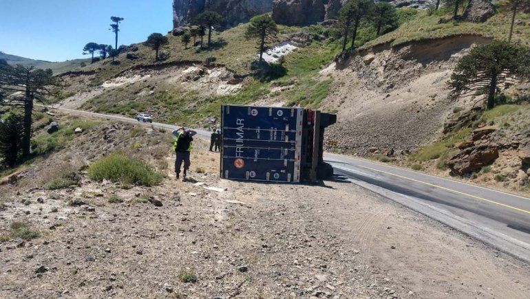Las Lajas: el vuelco de un pesado camión casi termina en una tragedia en la Ruta 242