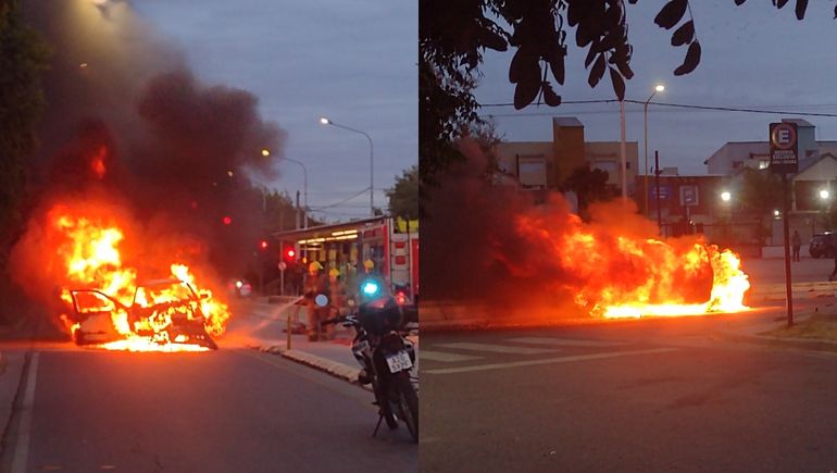 Tremendo incendio: se le prendió fuego el auto y salvó a su familia de milagro