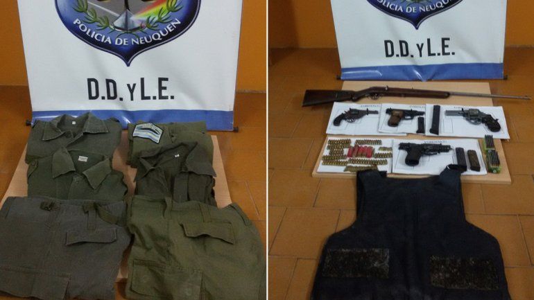 Encontraron ropa de gendarmería, armas y municiones en un allanamiento