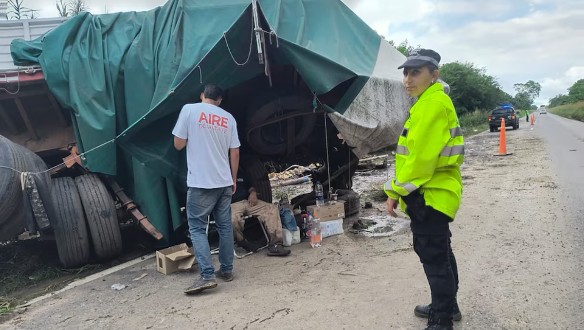 Un camión con vinos volcó en Santa Fe y el conductor dejó a los vecinos llevarse la carga.