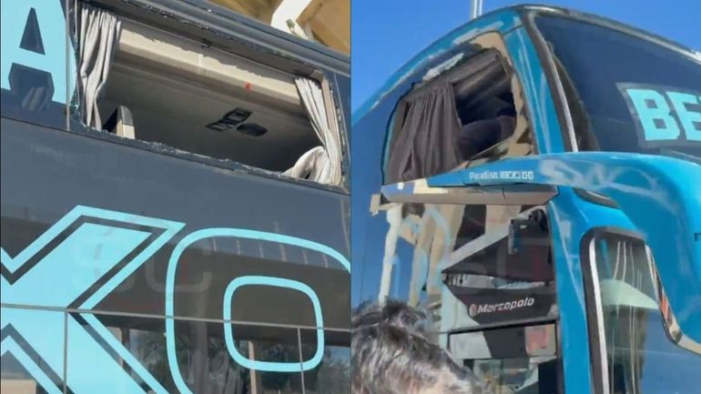 Escándalo: atacaron con piedrazos al micro de Belgrano antes del clásico con Talleres