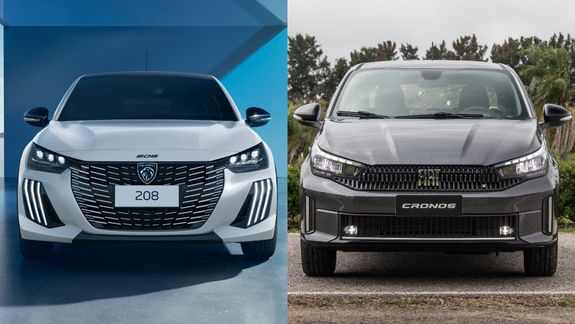 Peugeot 208 y Fiat Cronos, los dos autos más vendidos de la Argentina. Foto: Stellantis.&nbsp;