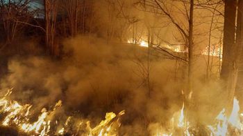 incendio una chacra aledana a ruta 22: las llamas ponen en peligro una escuela
