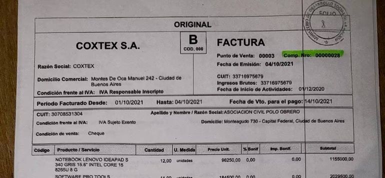 Polo Obrero, facturas trucahs de la elmpresa Cotex que crearon para desviar fondos del estados. Foto: Google. Polo Obrero, facturas trucahs de la elmpresa Cotex que crearon para desviar fondos del estados. Foto: Google.