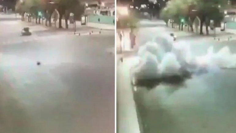 Motochorros tiraron una bomba para huir de la Policía