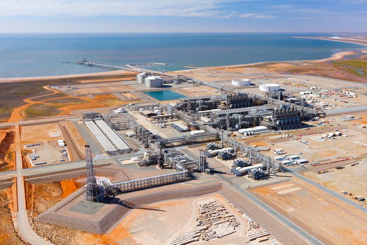 FOTO DE ARCHIVO: Una vista general de las instalaciones de GNL Wheatstone de Chevron en la costa de Pilbara, Australia Occidental. Imagen de distribución sin fecha obtenida por Reuters el 8 de