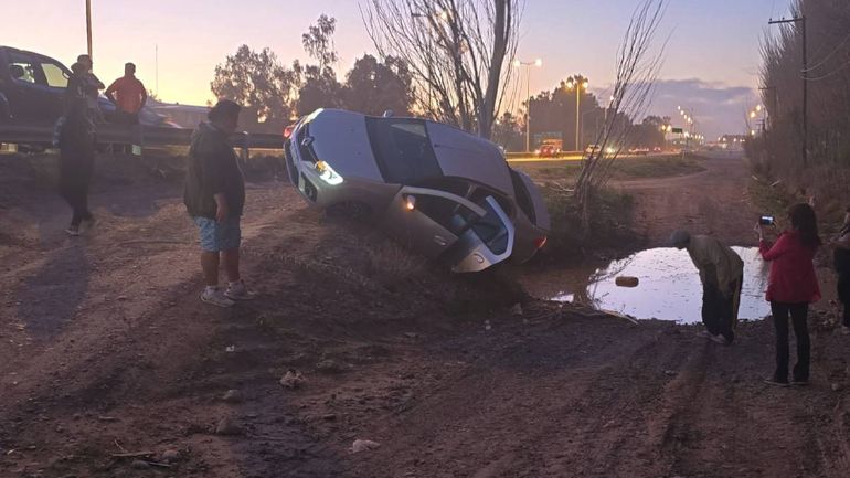Ruta 7: un auto pasó de largo y unos álamos evitaron un vuelco