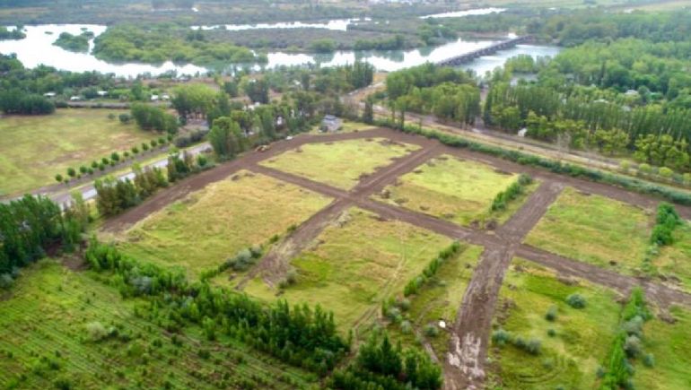 La chacra de 20 hectáreas en el ingreso a la provincia de Neuquen propiedad de la Cooperativa Campesina.