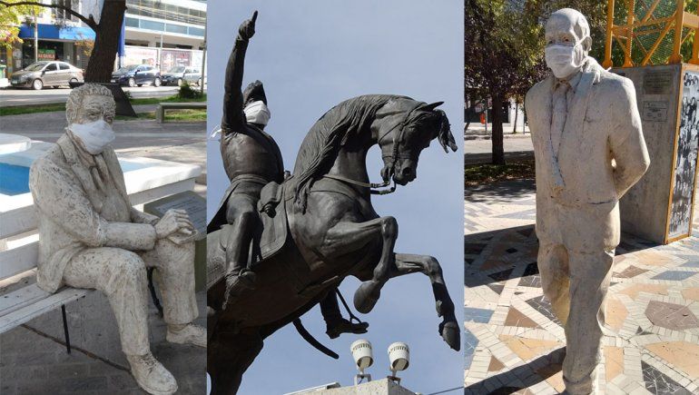 Los monumentos de Neuquén tapan sus bocas