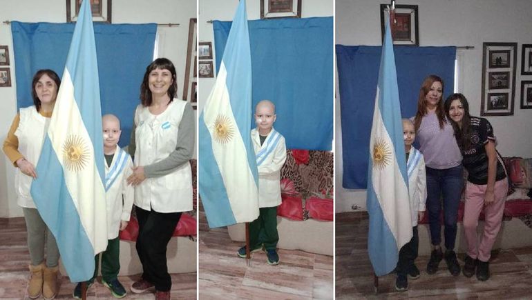 Emocionante: Bauti, el niño que prometió la bandera en su casa