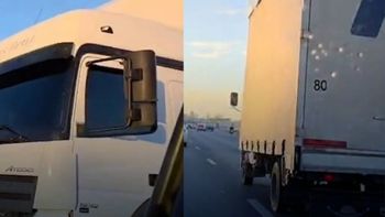 El camionero tuvo que detener su macha mientras era perseguido por agentes de seguridad vial.&nbsp;
