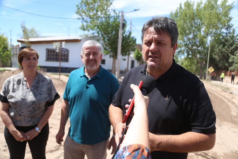 El intendente Mariano Gaido, en la zona de obra. El intendente Mariano Gaido, en la zona de obra.