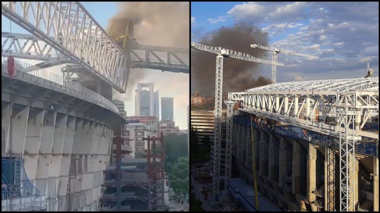 Susto por el incendio en la construcción del estadio Bernabeu