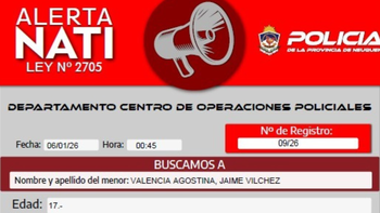 Emiten alerta por joven desaparecida en Neuquén