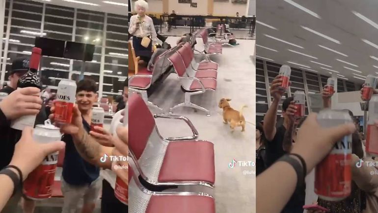 El desopilante video de la fiesta con alcohol y música de los pasajeros varados en el aeropuerto de Neuquén