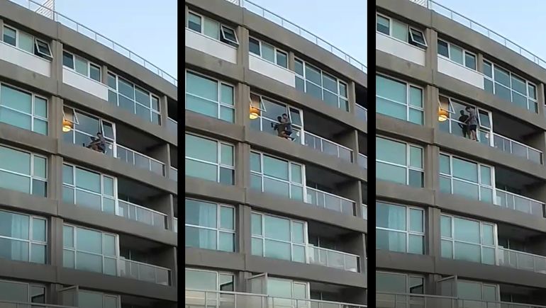 Un hombre limpiaba ventanales desde un cuarto piso sin arnés en Neuquén.