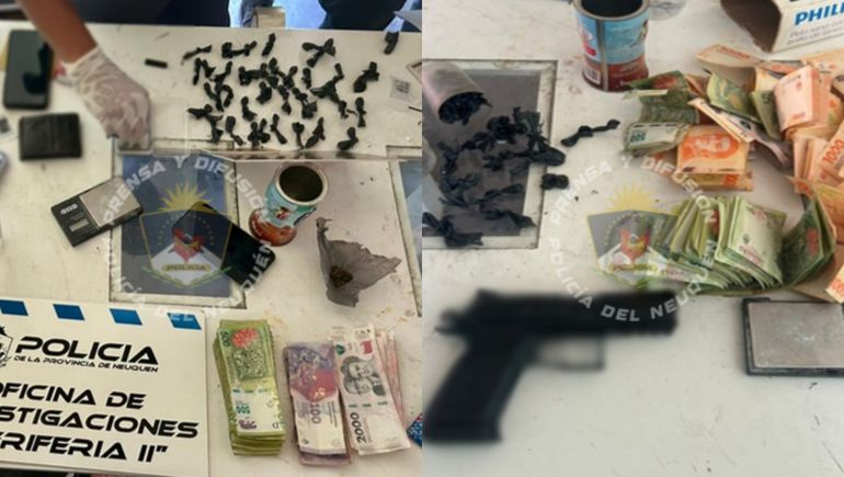 Centenario: Policía allanó por dos robos y terminó secuestrando droga y armas