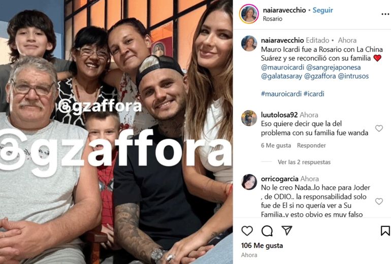 Mauro Icardi presentó a la China Suárez con su familia Mauro Icardi presentó a la China Suárez con su familia