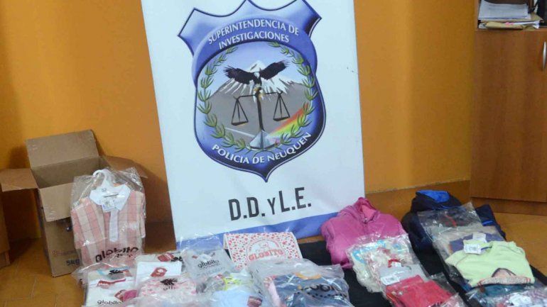 Las prendas recuperadas por Delitos contra la Propiedad.