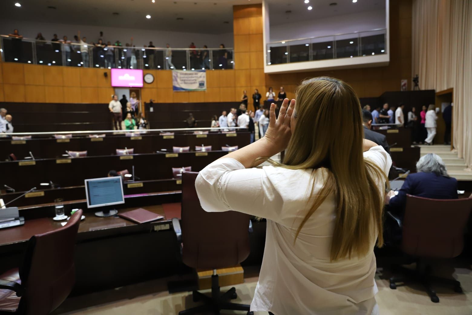 Gloria Ruiz cerró a los gritos con sus simpatizantes en la Legislatura / Foto