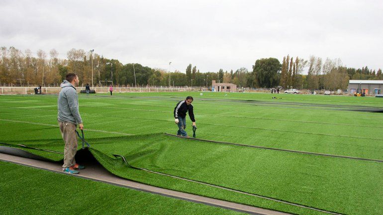 El césped se coloca en rollos.