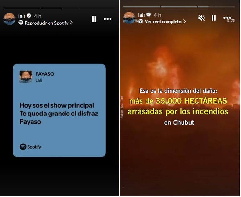 Las historias de Lali Espósito publicadas en instagram. Las historias de Lali Espósito publicadas en instagram.