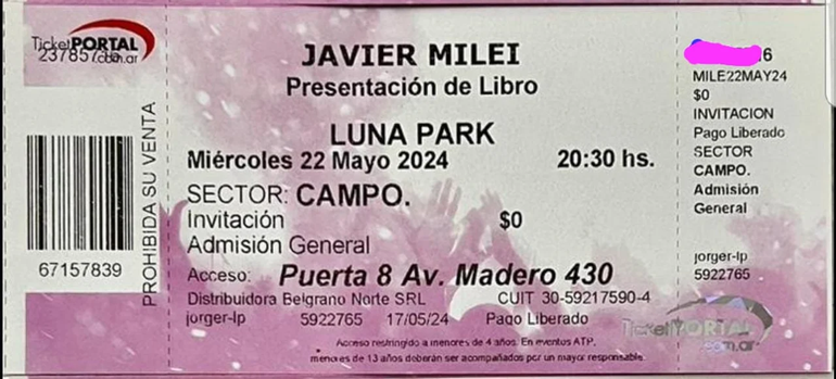 Las entradas para ver a Javier Milei cantando en el Luna Park.