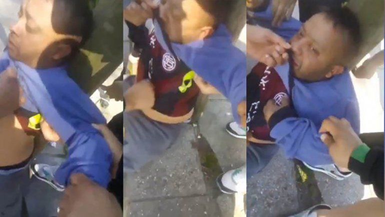 Lamentable: barras de Aldosivi ataron a un hincha de Lanús a un poste