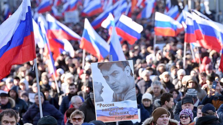 La marcha fue para recordar al opositor Boris Nemtsov.