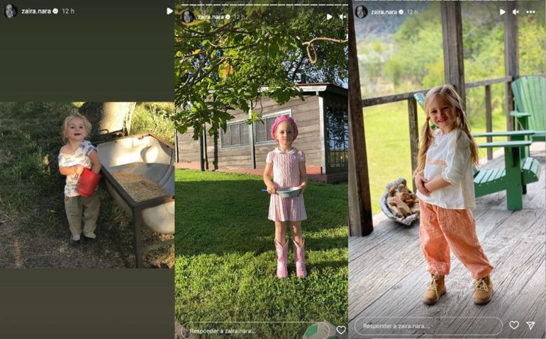 Tres momentos de la vida de Malaika en la Patagonia, donde pasaban mucho tiempo cuando Zaira estaba casada con Jakob Von Plesenn.