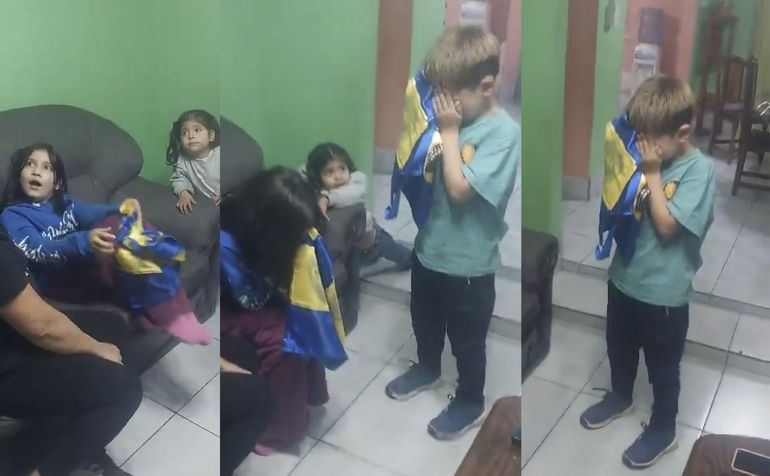 Lloran de emoción: un abuelo sorprendió a sus nietos con entradas para el Boca-River