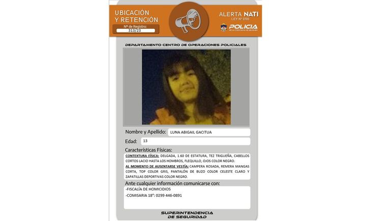 Comenzó la búsqueda de la adolescente de 13 años, desaparecida en las últimas horas. Comenzó la búsqueda de la adolescente de 13 años, desaparecida en las últimas horas.