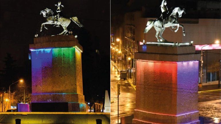 El Monumento se iluminó con los colores de la Diversidad