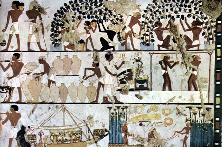 fragmento de una pintura mural de la tumba de nebamun