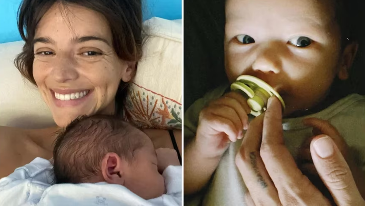 Calu Rivero y su bebé.