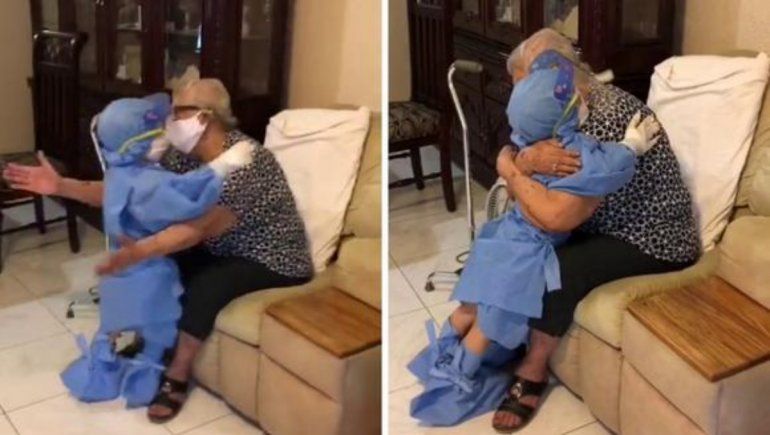TikTok: abuela y bisnieto se hacen viral por un cálido abrazo en pandemia.
