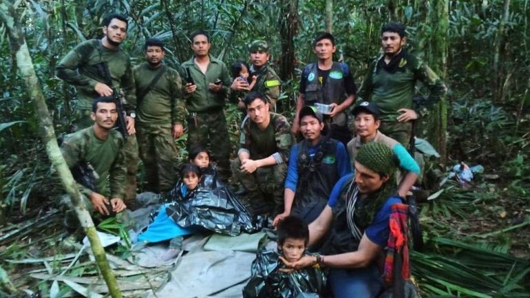 Emocionante: el video del momento en que los cuatro niños fueron rescatados en la selva