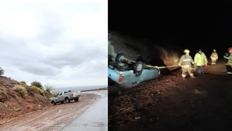 Vuelco en la Ruta 7: un hombre despistó en la Bajada del Mono